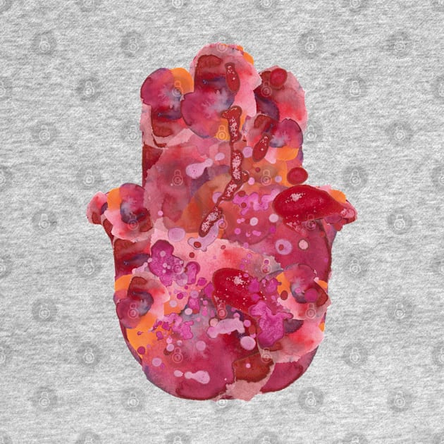 Red Watercolor Hamsa by JMM Designs